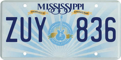 MS license plate ZUY836