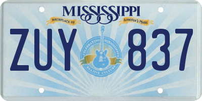 MS license plate ZUY837