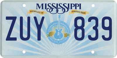 MS license plate ZUY839