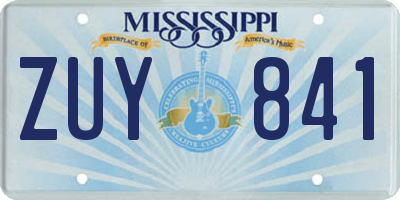 MS license plate ZUY841