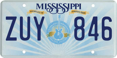 MS license plate ZUY846