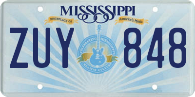 MS license plate ZUY848