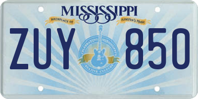 MS license plate ZUY850