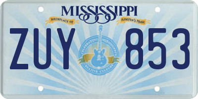 MS license plate ZUY853