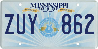 MS license plate ZUY862