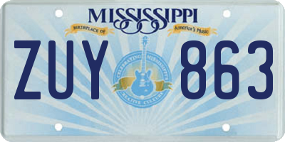MS license plate ZUY863