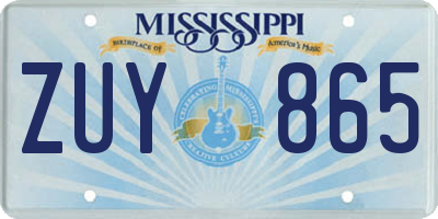 MS license plate ZUY865
