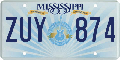 MS license plate ZUY874