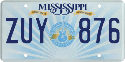 MS license plate ZUY876