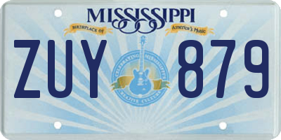 MS license plate ZUY879