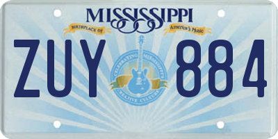 MS license plate ZUY884