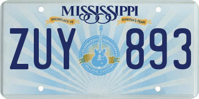 MS license plate ZUY893