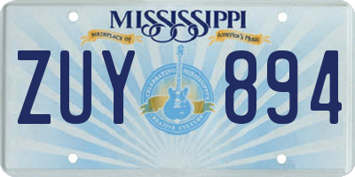 MS license plate ZUY894