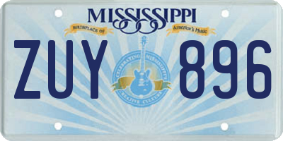 MS license plate ZUY896
