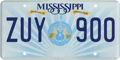 MS license plate ZUY900