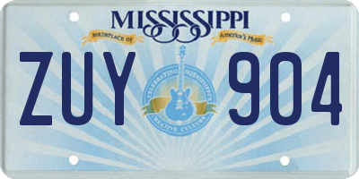 MS license plate ZUY904