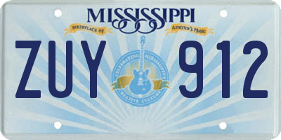 MS license plate ZUY912