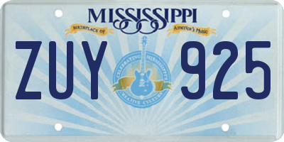 MS license plate ZUY925