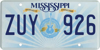 MS license plate ZUY926