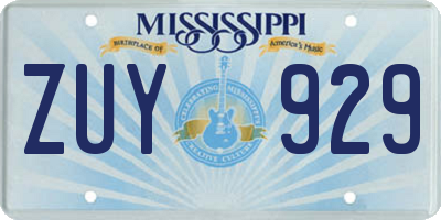 MS license plate ZUY929