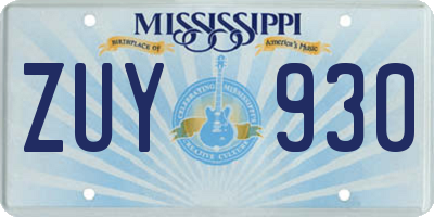 MS license plate ZUY930