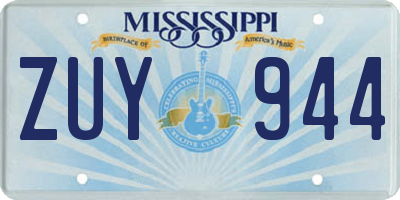 MS license plate ZUY944