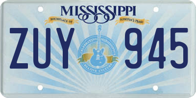 MS license plate ZUY945