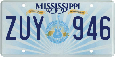 MS license plate ZUY946