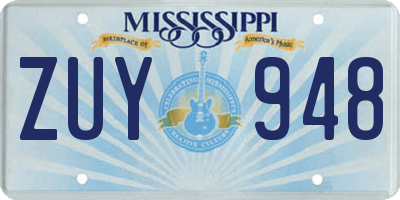 MS license plate ZUY948