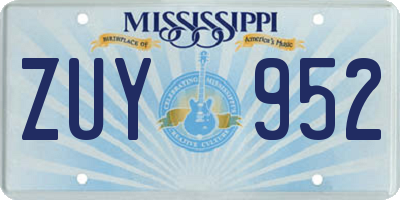 MS license plate ZUY952