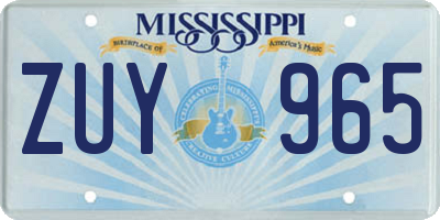 MS license plate ZUY965