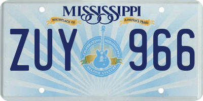 MS license plate ZUY966