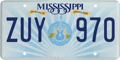 MS license plate ZUY970