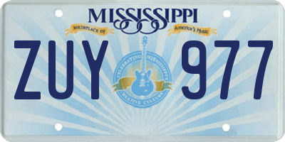 MS license plate ZUY977
