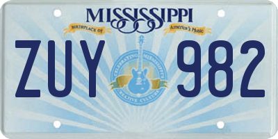MS license plate ZUY982