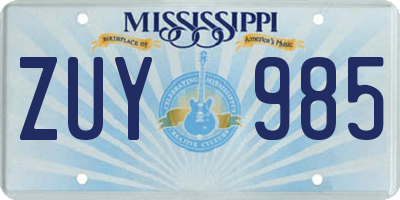 MS license plate ZUY985