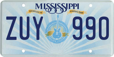 MS license plate ZUY990