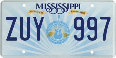 MS license plate ZUY997