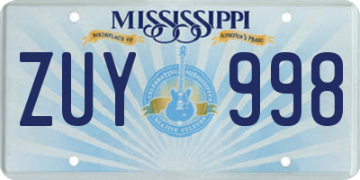 MS license plate ZUY998