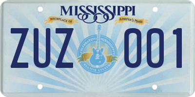 MS license plate ZUZ001