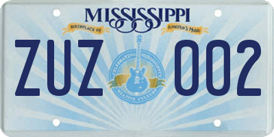 MS license plate ZUZ002