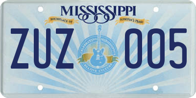 MS license plate ZUZ005