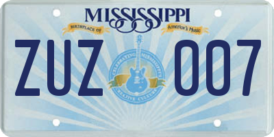MS license plate ZUZ007