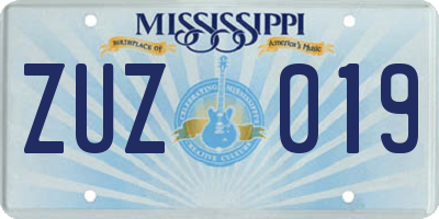 MS license plate ZUZ019