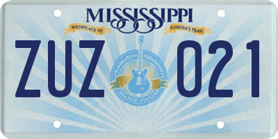 MS license plate ZUZ021