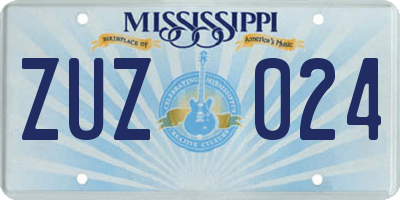MS license plate ZUZ024