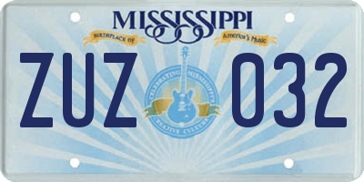 MS license plate ZUZ032