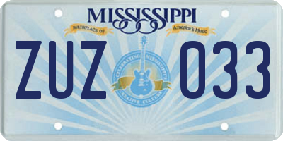 MS license plate ZUZ033