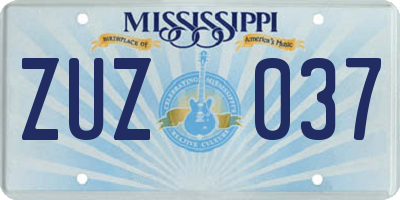 MS license plate ZUZ037