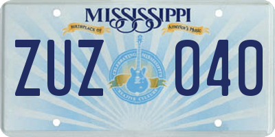 MS license plate ZUZ040